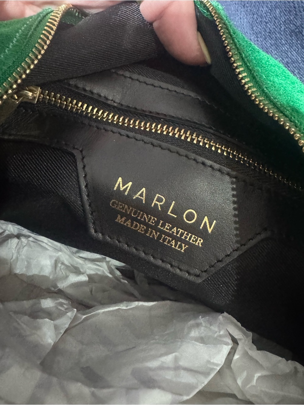Marlon Green Suede Shoulder Bag - Women's Everyday Hobo Italy - Picture 3 of 8